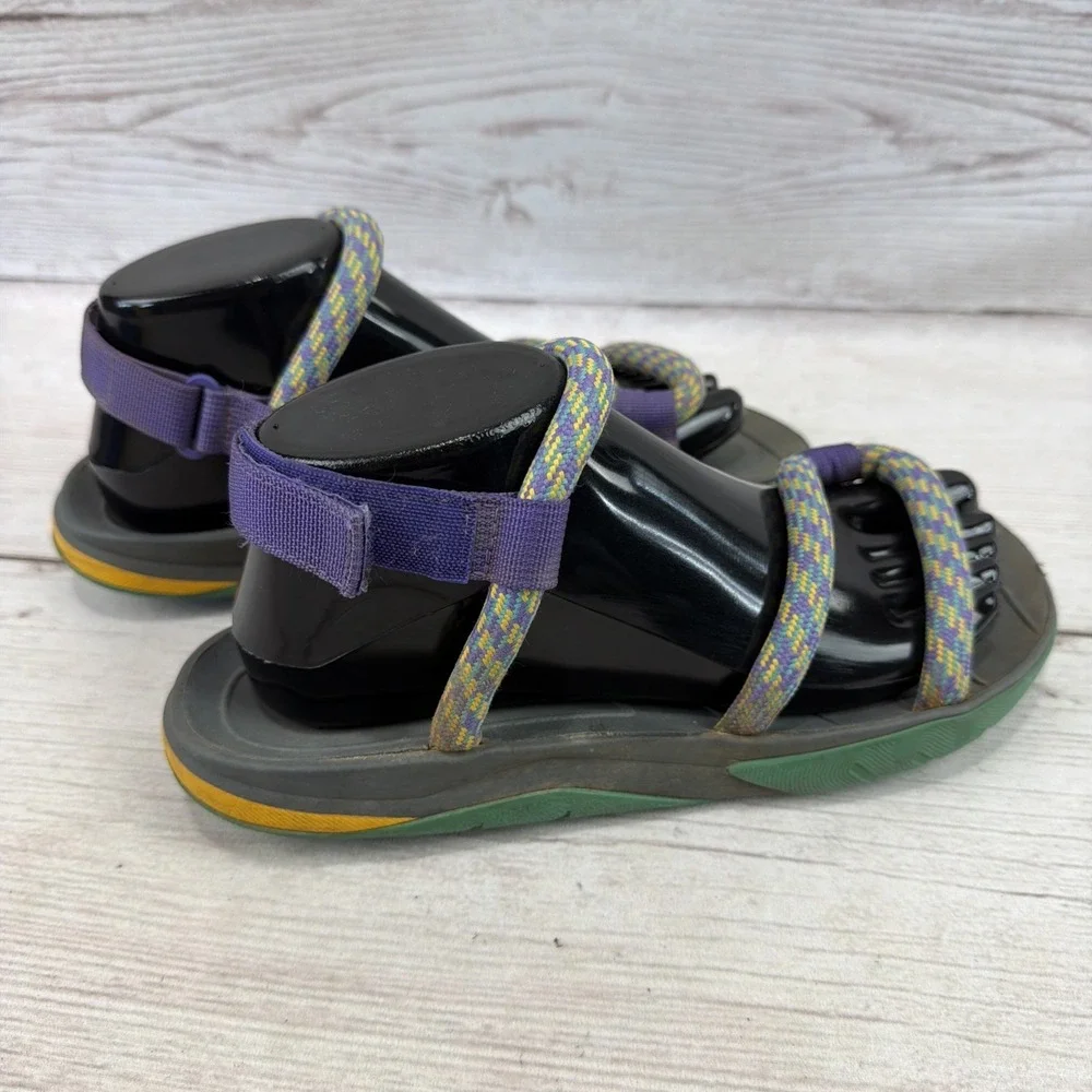 The North Face Women's 8 Skeena Outdoor Rope Sandals Gray Teal Purple Yellow